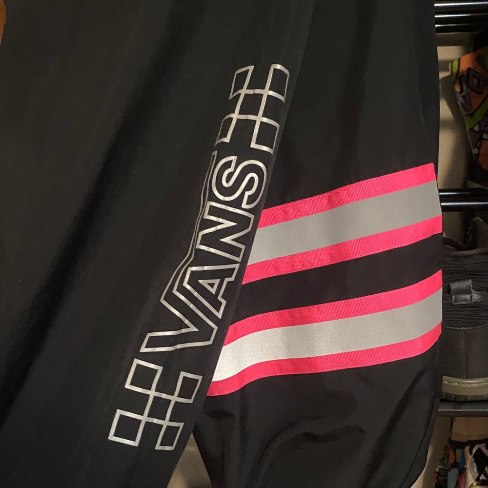 Vans Black Pants with Pink and Gray Stripes